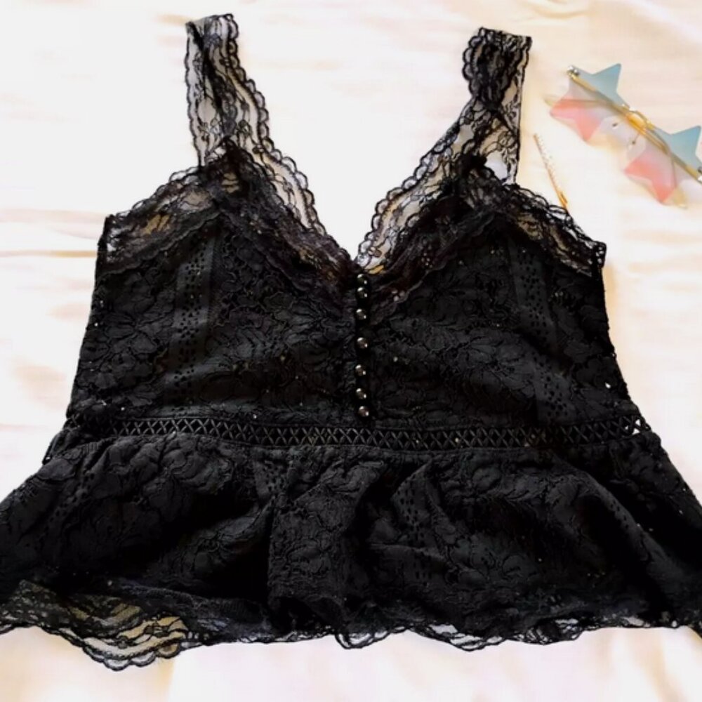 baby doll black lace bralette top small size